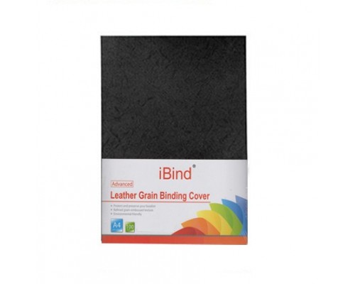 Обложка картон кожа iBind А4/100/230г  черный  (LG-16)