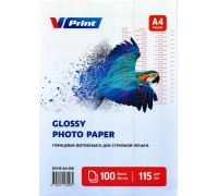 GV115-A4-100 Фотобумага для струйной печати VPRINT Глянцевая односторонняя A4*210x297мм/100л/115г (2
