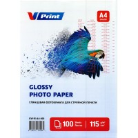 GV115-A4-100 Фотобумага для струйной печати VPRINT Глянцевая односторонняя A4*210x297мм/100л/115г (2