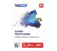 GV260-A4-50 Фотобумага для струйной печати VPRINT Глянцевая односторонняя A4*210x297мм/50л/260г (24)
