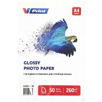 GV260-A4-50 Фотобумага для струйной печати VPRINT Глянцевая односторонняя A4*210x297мм/50л/260г (24)