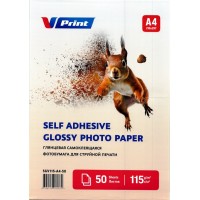 SGV115-A4-50 Фотобумага Самоклеящаяся для струйной печати VPRINT Глянцевая A4*210x297мм/50л/115г (36