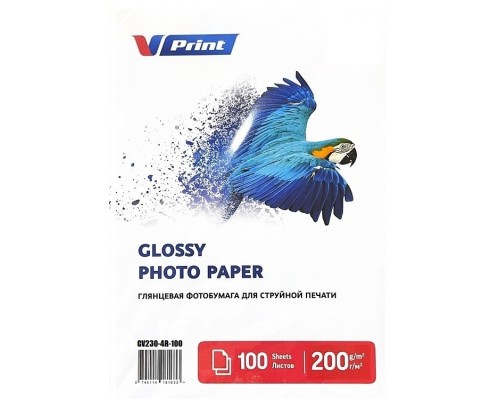 GV230-4R-100 Фотобумага для струйной печати VPRINT Глянцевая односторонняя  4R*102x152мм/100л/230г 